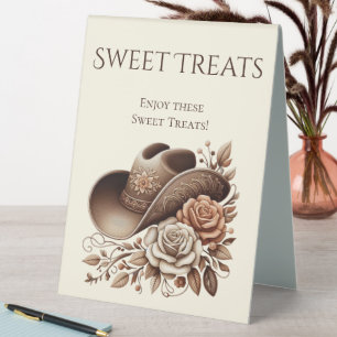 Wedding Sweet Treats Sign-Cowgirl Hat with Flowers