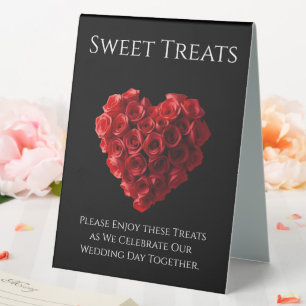 Wedding Sweet Treats Sign-Heart Shaped Red Roses-