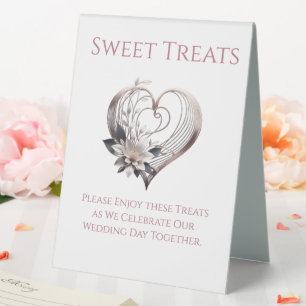 Wedding Sweet Treats Sign-Modern Pink Heart