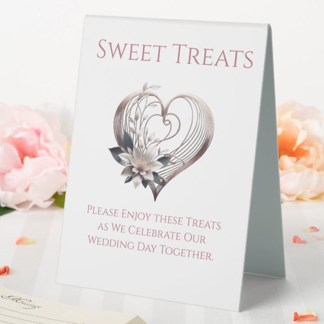 Wedding Sweet Treats Sign-Modern Pink Heart (In SItu (Wedding))