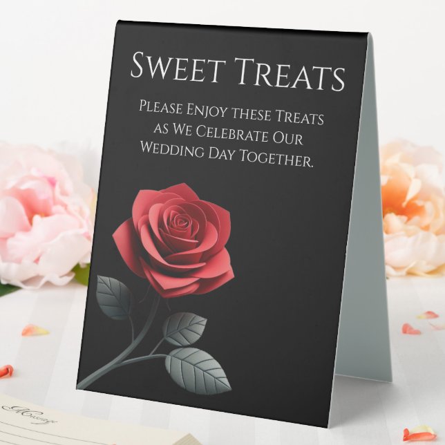 Wedding Sweet Treats Sign-Single Red Rose- (In SItu (Wedding))
