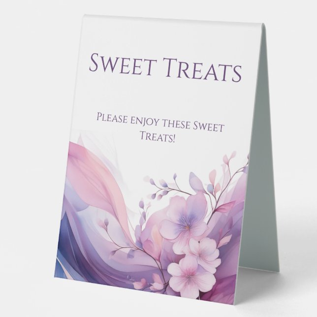 Wedding Sweets Sign-Watercolor Cherry Blossoms (Front)