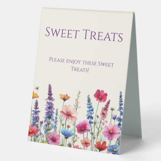 Wedding Sweets Sign-Wildflower Symphony Table Tent (Front)