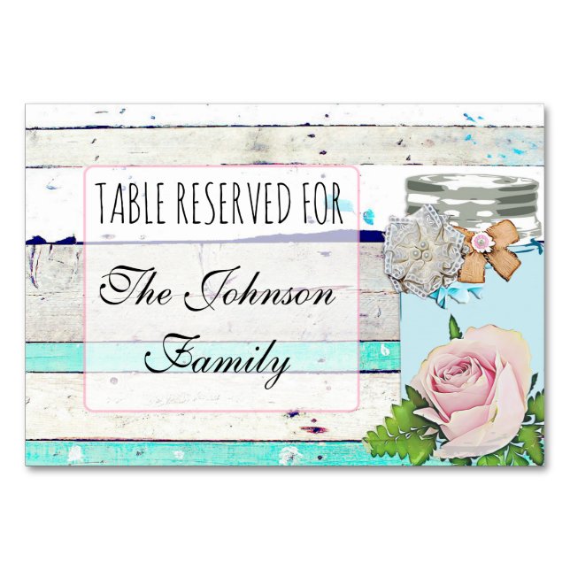 Wedding Table Card Rustic Wood Shabby Vintage (Front)