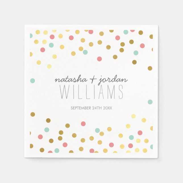 WEDDING TABLE DECOR confetti cute gold mint coral Napkin (Front)