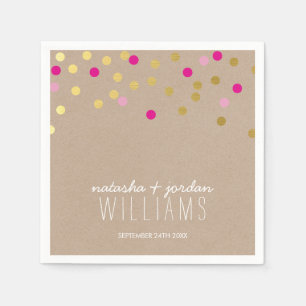 WEDDING TABLE DECOR confetti spots gold pink kraft Napkin