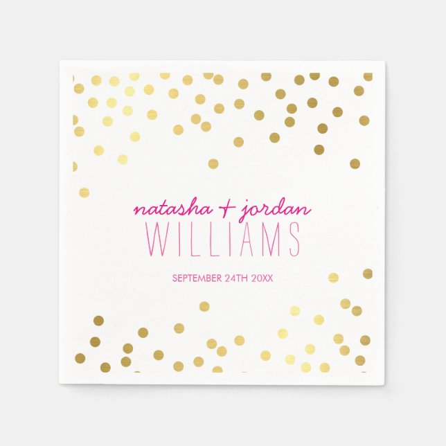 WEDDING TABLE DECOR cute confetti gold grey pink Napkin (Front)