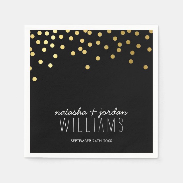 WEDDING TABLE DECOR cute confetti spots gold black Napkin (Front)