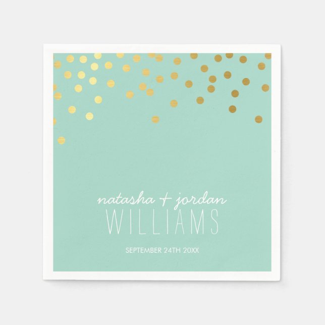 WEDDING TABLE DECOR cute confetti spots gold mint Napkin (Front)