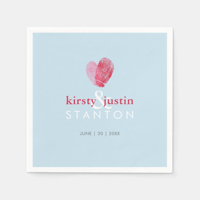 WEDDING TABLE DECOR cute fingerprint heart love Napkin (Front)