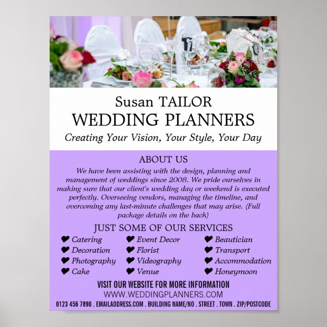 Wedding Table Display, Wedding Event Planner Poster (Front)