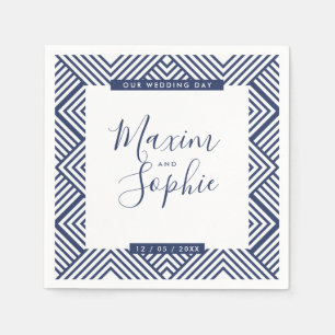 WEDDING TABLE geo simple modern wedding navy blue Napkin