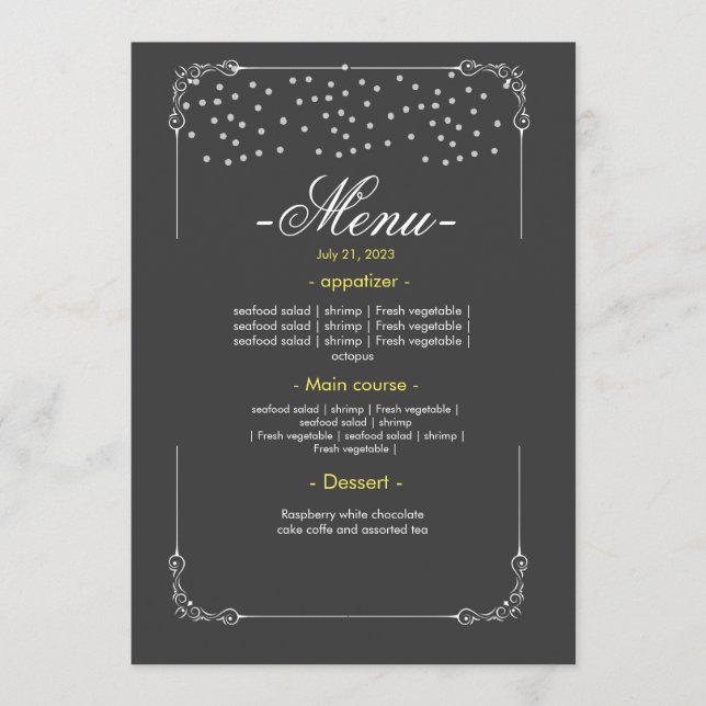 Wedding Table Menu Flat Menu (Front)