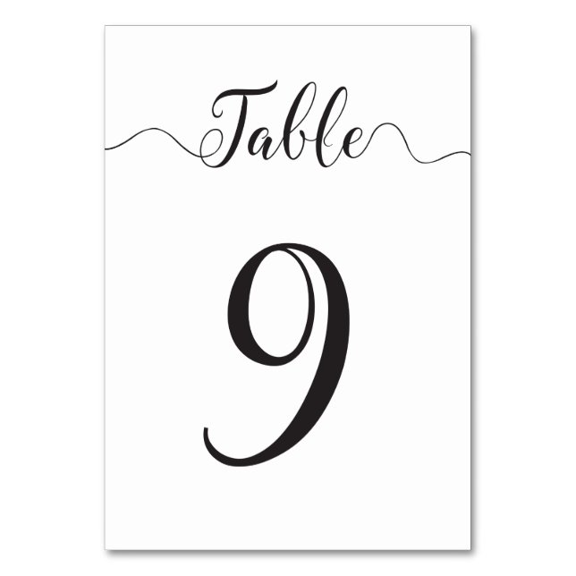 Wedding Table Number 9 Table Card (Front)