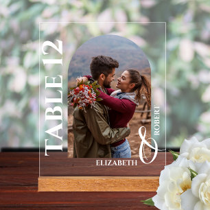 Wedding Table Number Arched Photo Acrylic Sign