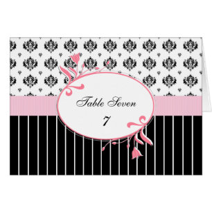 Wedding Table Number Black And White Damask