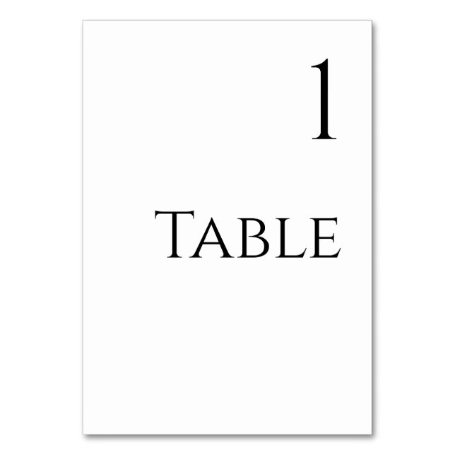 Wedding Table Number-Black and White Number (Front)