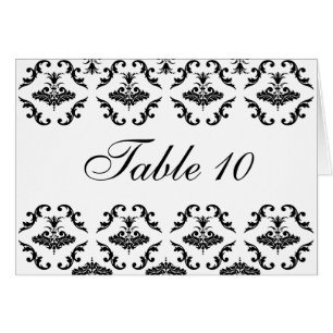 Wedding Table Number Black Damask