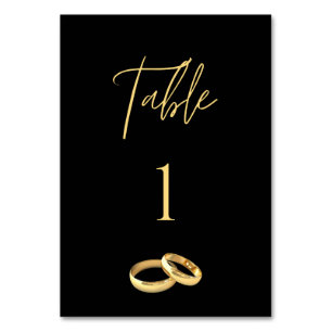 Wedding Table Number-Black & Gold- Number