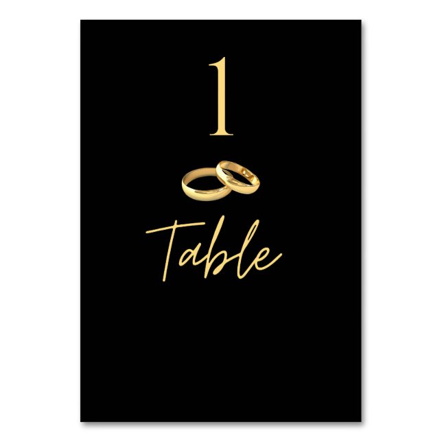 Wedding Table Number-Black & Gold- Table Number (Front)