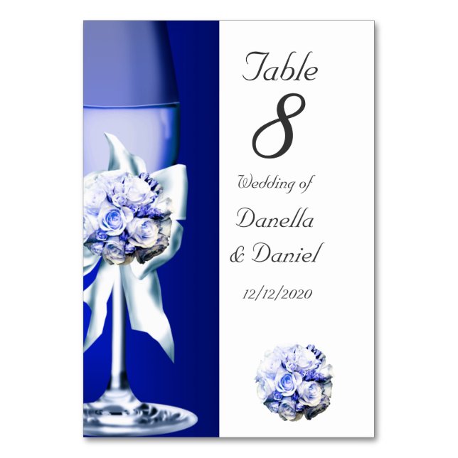 Wedding Table Number Blue Navy 2 (Front)