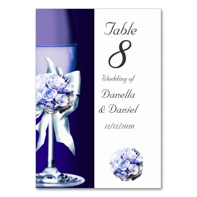 Wedding Table Number Blue Navy 3 (Front)
