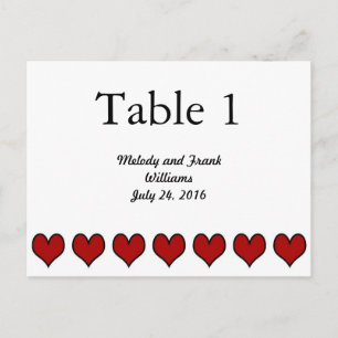 Wedding Table Number Card Black Script