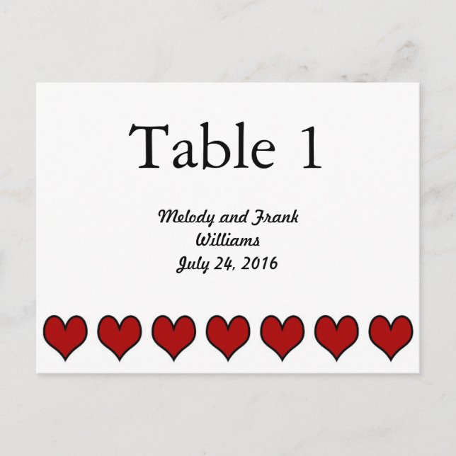 Wedding Table Number Card | Black Script (Front)