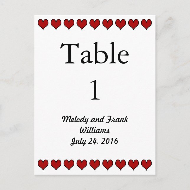 Wedding Table Number Card | Black Script (Front)