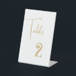 Wedding Table Number Card Pedestal Sign<br><div class="desc">This wedding table number card is shown in the plastic pedestal style with a modern layout. 
Colour White  Text in a Gold colour. 
Customise this item and change the number to what you need.</div>