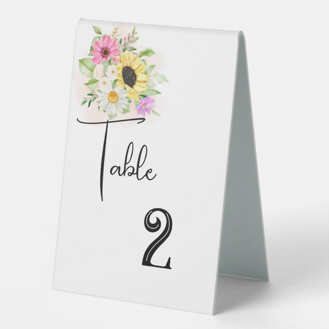 Wedding Table Number Card Tent  (Front)