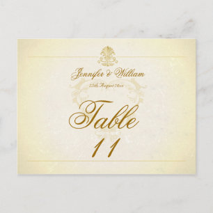 Wedding Table Number Card Vintage Parchment Paper