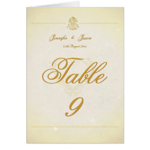 Wedding Table Number Card Vintage Parchment Paper