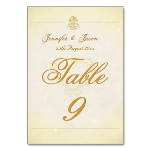 Wedding Table Number Card Vintage Parchment Paper