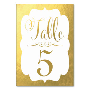Wedding Table Number Cards Gold Foil Personalised