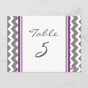 Wedding Table Number Cards Grey Purple Chevron