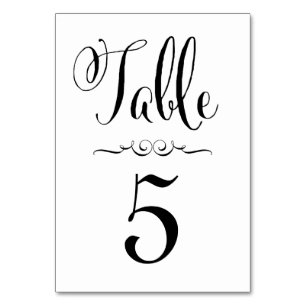 Wedding Table Number Cards Typography Personalised