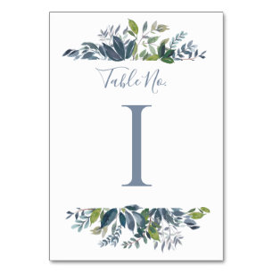 Wedding Table Number   Dusty Blue Greenery 1