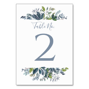 Wedding Table Number   Dusty Blue Greenery 2
