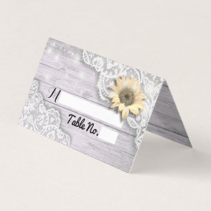Wedding Table Number Escort Lace Sunflower Wood