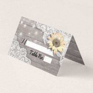 Wedding Table Number Escort Lace Sunflower Wood