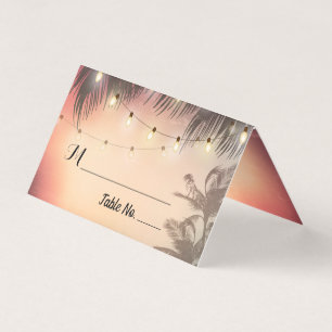 Wedding Table Number Escort Summer Palm Tree Light