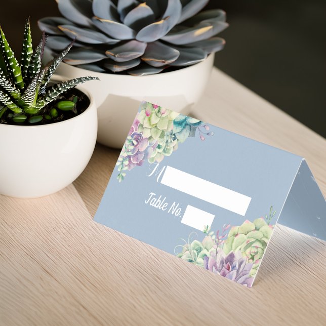 Wedding Table Number Escort Watercolor Succulents (Creator Uploaded)