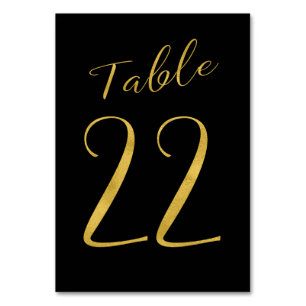 Wedding table number gold glitter black elegant
