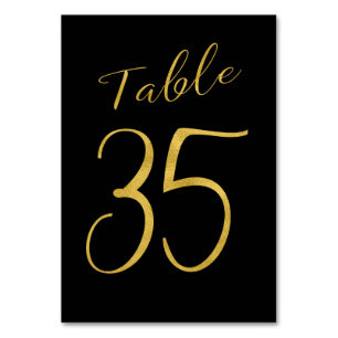 Wedding table number gold glitter black elegant