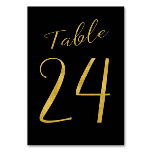 Wedding table number gold glitter black elegant