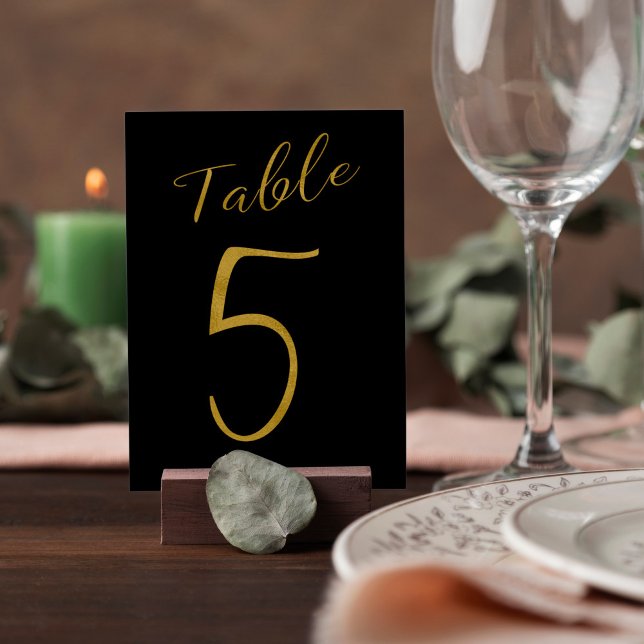 Wedding table number gold glitter black elegant (Creator Uploaded)