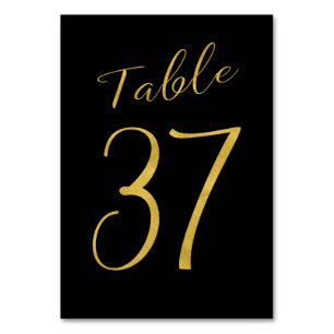 Wedding table number gold glitter black elegant