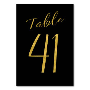Wedding table number gold glitter black elegant