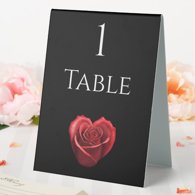 Wedding Table Number-Heart Shaped Red Rose- (In SItu (Wedding))